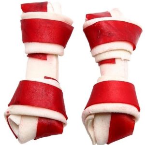 Adbi Adbi Kości wiązane biało-czerwone - wołowina 10cm 10szt [AK 27] MS_15220 - 1 zdjęcie