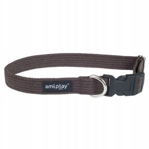 Ami Play Obroża Bawełna XL 45-70/3cm Brązowa - 1 zdjęcie