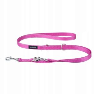 Ami Play Smycz Reflective 6w1 XL 100-200cm Różowa - 1 zdjęcie