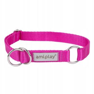 Amiplay Obroża półzaciskowa XL 40-60 x2,5cm różowa - 1 zdjęcie