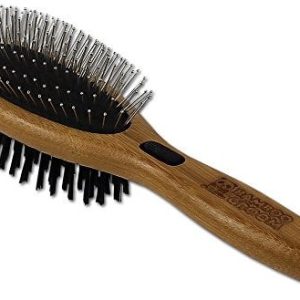 Bamboo Groom Combo 2in1 podwójne szczotka z naturalnym włosiem i stali szlachetnej przypinki podwójne Large BG COMBO LG - 1 zdjęcie