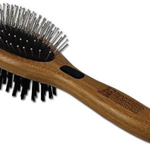Bamboo Groom szczotka bambusowa ze szczotką i ząbkami ze stali szlachetnej dla zwierząt domowych, S/M - 1 zdjęcie