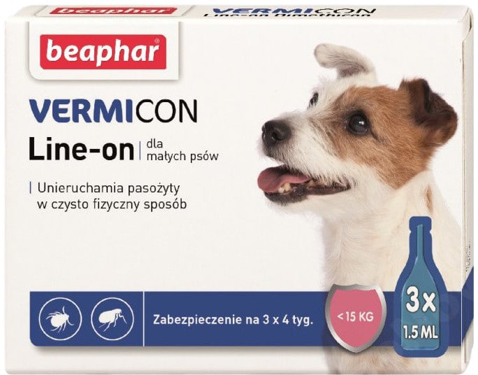 Beaphar Vermicon Line-On krople dla psów do 15kg 3x1.5ml - 1 zdjęcie