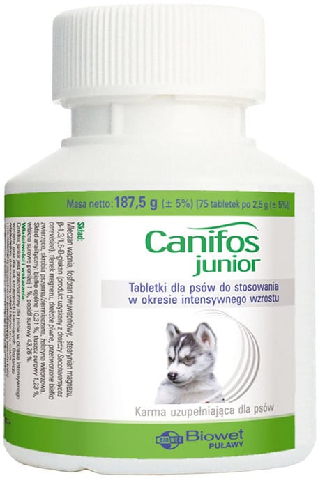 Biowet Canifos Junior tabletki dla psów w okresie intensywnego wzrostu 75tabl - 1 zdjęcie