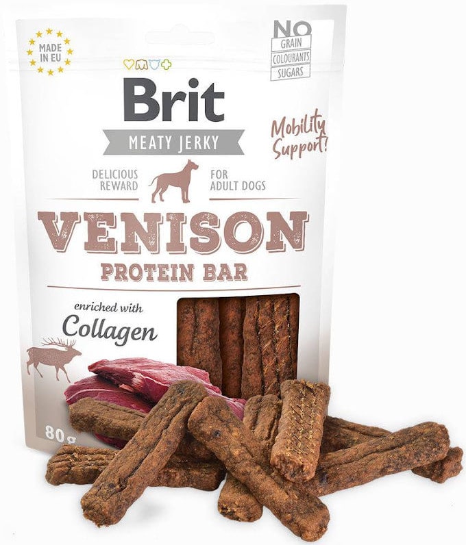 Brit Brit Jerky Snack - Venison Protein Bar 80g - 4 zdjęcie