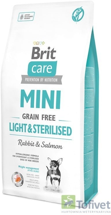 Brit Care Mini Grain Free Light &amp Sterilised Rabbit &amp Salmon 2kg | DARMOWA DOSTAWA OD 99 ZŁ 110-170785 - 1 zdjęcie