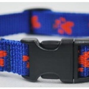 Chaba Obroża taśmowa regulowana kolor niebieski w łapki pomarańczowe 20mm 46cm - 1 zdjęcie