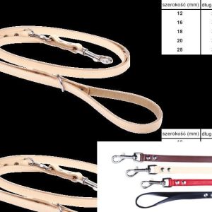 Chaba smycz skórzana regulowana 16 mm Czerwona - 1 zdjęcie
