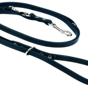 Chaba Smycz skórzana regulowana kolor czarny 16mm 270cm - 1 zdjęcie