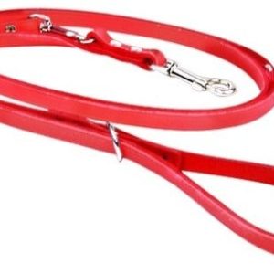 Chaba Smycz skórzana regulowana kolor czerwony 16mm 270cm - 1 zdjęcie