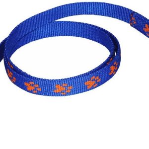 Chaba Smycz taśma łapki niebiesko pomarańczowa 16mm/130cm PCHBC46 - 1 zdjęcie