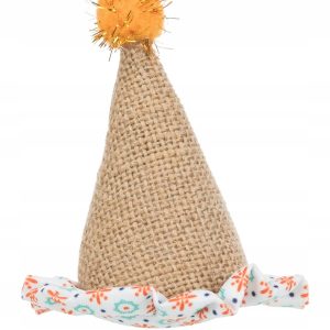 Czapeczka, juta/materiał, 9 cm - 1 zdjęcie