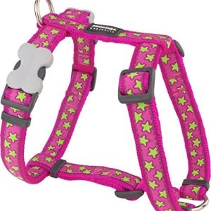 Dingo Red Designer uprząż dla psa, limettengruene gwiazdy na korpus Hot Pink, 20 MM X naszyjnik obwód: 36 59 cm/45 66 cm) Rozmiar M - 1 zdjęcie