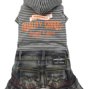 Doggy Dolly DOGGY DOLLY Komplet jeans z kapturem czarny XXS 13-15 cm/26-28 cm DARMOWA DOSTAWA OD 95 ZŁ! - 1 zdjęcie