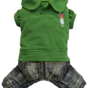 Doggy Dolly DOGGY DOLLY Komplet jeans z polo zielony XXS 13-15 cm/26-28 cm DARMOWA DOSTAWA OD 95 ZŁ! - 1 zdjęcie