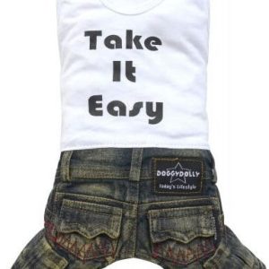 Doggy Dolly DOGGY DOLLY Komplet jeans z t-shirtem biały M 28-30 cm/41-43 cm DARMOWA DOSTAWA OD 95 ZŁ! - 1 zdjęcie