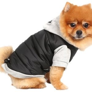 Doggy Dolly DOGGY DOLLY Kurtka z kapturem czarno/szara XS 18-20 cm/31-33 cm DARMOWA DOSTAWA OD 95 ZŁ! - 1 zdjęcie