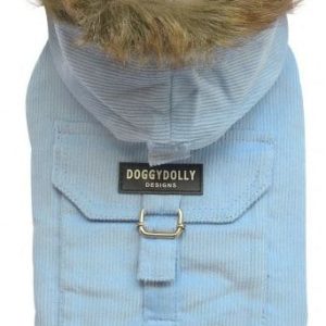 Doggy Dolly DOGGY DOLLY Kurtka ze sztruksu z kapturem jasnoniebieska S 23-25 cm/36-38 cm DARMOWA DOSTAWA OD 95 ZŁ! - 1 zdjęcie