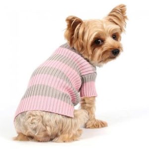 Doggy Dolly DOGGY DOLLY Sweter w paski różowo/szary XS 18-20 31-33 DARMOWA DOSTAWA OD 95 ZŁ! - 1 zdjęcie