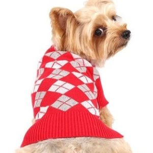 Doggy Dolly DOGGY DOLLY Sweter w romby ciemnoczerwony L 31-33 cm/46-48 cm DARMOWA DOSTAWA OD 95 ZŁ! - 1 zdjęcie