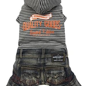 Doggydolly Doggy Dolly C245 Hundekombi Jeans Mit Kapuzenshirt, Schwarz/Grau Gestreift, Größe  :  - 1 zdjęcie