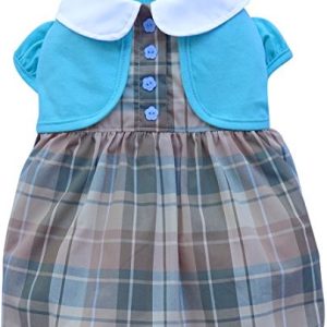 Doggydolly Doggy Dolly D268 Hundekleid Kariert Mit Kragen, Türkis/Braun, Größe  : Xs - 1 zdjęcie