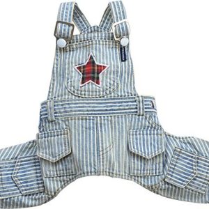 Doggydolly Doggy Dolly dc039 ogrodniczki Star dla psów, biało-niebieskie paski - 1 zdjęcie