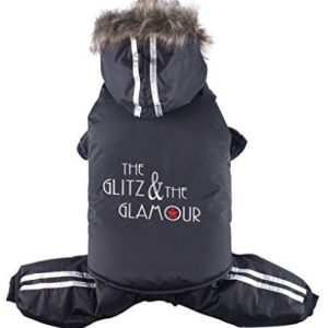 Doggydolly Doggy Dolly W099 kombinezon śnieżny dla psów Glitz i Glamour, czarny, płaszcz zimowy/kurtka zimowa - 1 zdjęcie