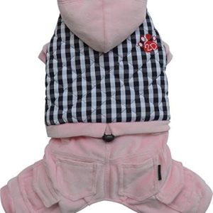 Doggydolly Doggy Dolly w366 piękny połączenie kurtki dla psa/spodnie w kolorze czarnym Różowy/biały, 4 naszyte tasschen i haftem 2d Łapa, różowy - 1 zdjęcie