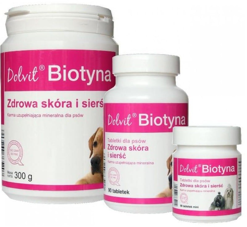 Dolfos Biotyna preparat mineralno witaminowy dla psów poprawia kondycję skóry i sierści tabletki) 90tab - 1 zdjęcie