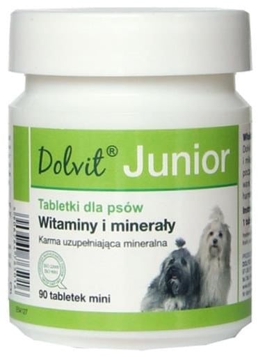 Dolfos Junior - preparat mineralno - witaminowy dla młodych psów, wspomaga prawidłowy rozwój szczeniąt MINI 90tab. - 1 zdjęcie