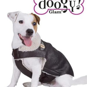 Doogy Doogy Aviator Flying - świetna, skórzana kurteczka/ocieplacz, czarny - Długość: 34cm DOG-N3730 - 1 zdjęcie