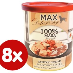 FALCO karma dla psów MAX deluxe kawałki chudego mięsa z wątróbką 8 x 800 g - 1 zdjęcie