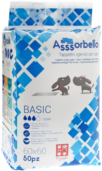 Ferribiella Ferribiella Asssorbello Basic chłonne podkłady dla psów 60x60cm 50szt IGN020B - 1 zdjęcie