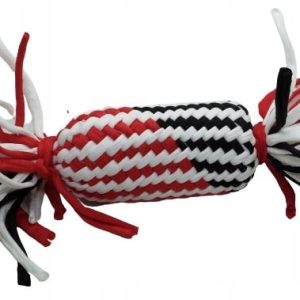 gryzak / szarpak sznurek z piszczałką - 25 cm - 1 zdjęcie