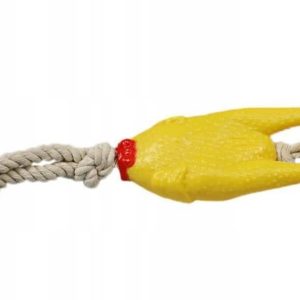 Gumowa zabawka Kurczak dla psa ze sznurem 25 cm - 1 zdjęcie