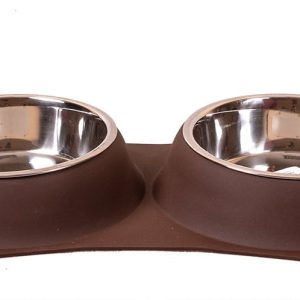 Happet Miska dla psa podwójna na podkładce brązowa 2x 15cm/0,48l - 1 zdjęcie