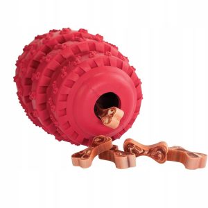 HipHop Gumowa piłka rolka na przysmaki 12 cm czerw - 1 zdjęcie