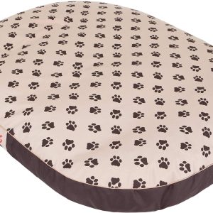Hobbydog L Materac Owalny - Beż w łapki - 1 zdjęcie