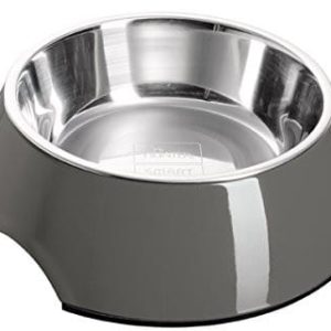 Hunter czapka z melaminy, jednokolorowa, dla psów i kotów, z wyjmowaną miską ze stali szlachetnej, 700 ml, szary - 1 zdjęcie