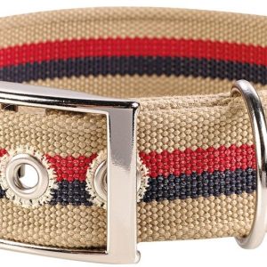 Hunter Obroża Canvas New Orleans Stripes beżowa Rozm 50 obwód szyi 35 45 cm - 1 zdjęcie