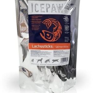 Icepaw ICEPAW Lachsticks - suszone i zwijane skóry łososia dla psów 4260321910389 - 1 zdjęcie
