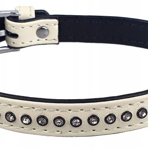Kerbl Diamond Strasshalsband, Weiß  14 M  / 32 C,, Knstleder - 1 zdjęcie