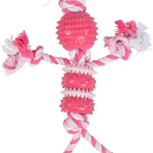 Love Story Gryzak dla szczeniaka ludzik ze sznurka i kulek 32 cm różowy 6ANI972RS - 1 zdjęcie