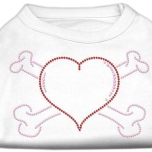 Mirage Pet Products Mirage i kości krzyżowy serce Rhinestone Pet koszulka, x-small, biały - 1 zdjęcie