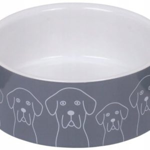 Miska ceramiczna dla psa szara w sylwetki piesków - 1 zdjęcie