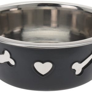 Miska dla psa Heart and bone szary. śr. 16 cm - 1 zdjęcie