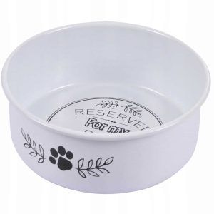 Miska Dla Psa Kota Białą Metalowa Na Karmę 19 cm - 1 zdjęcie