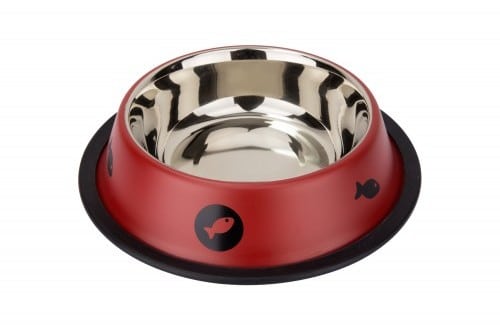 Miska metalowa dla psa na gumie 2,7 l czerwona VM-2509F - 1 zdjęcie