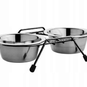 Miska Metalowa na stojaku dla psa i kota 2X1,8L - 1 zdjęcie